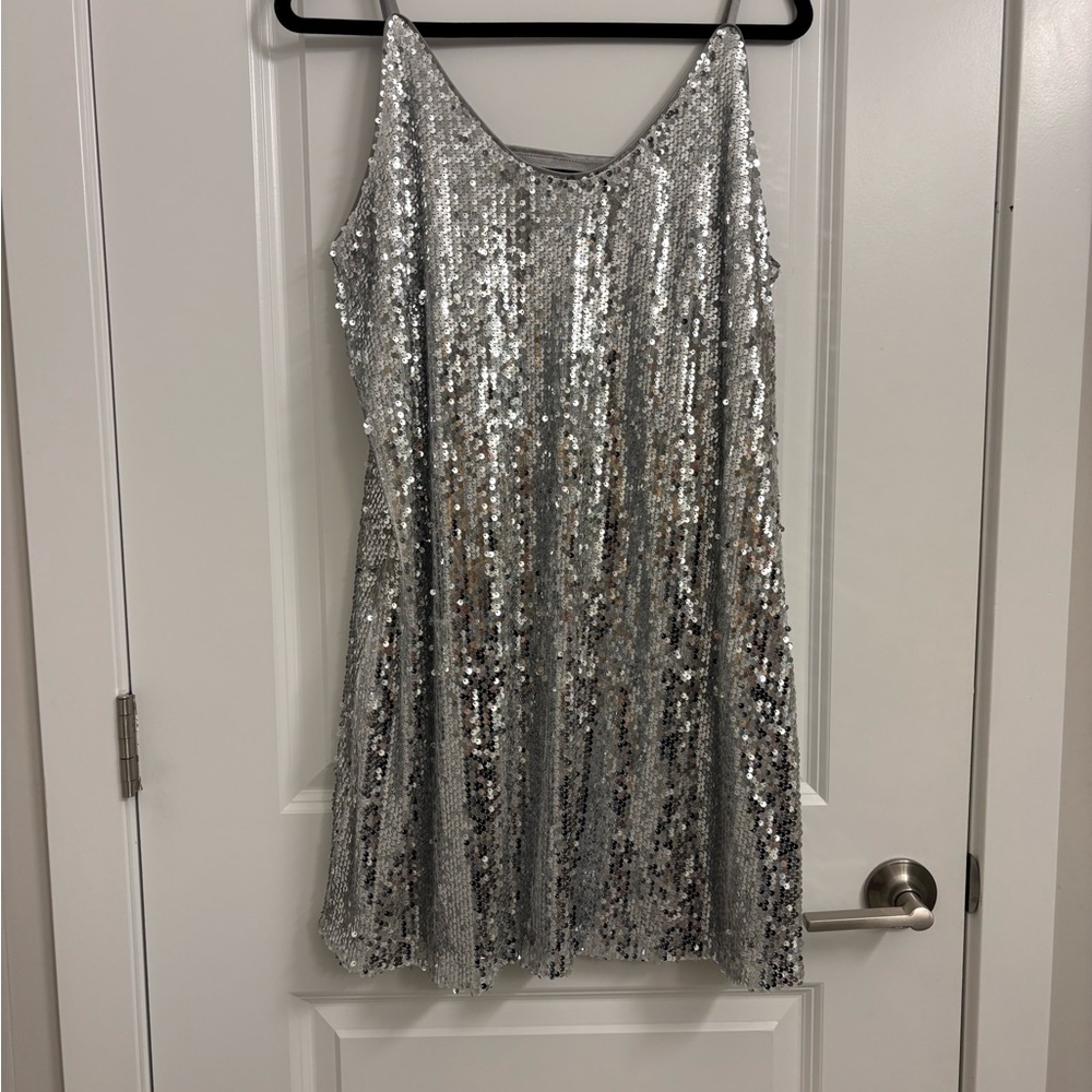 Allegra K Silver Sequin dress